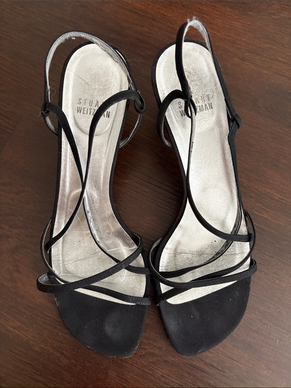 Stuart Weitzman Black Strappy Slingback Heels